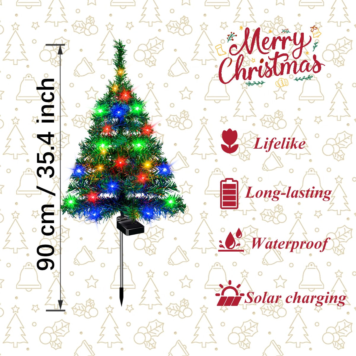 4pcs Sets Of Solar Christmas Tree Lights, Holiday Decorations, Outdoor Courtyards, Gardens, Lawns, Path Lights-4