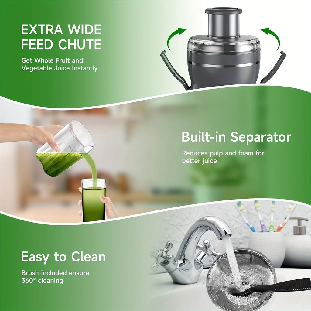 500W Juicer Machine for Fruits & Veggies – Wide Mouth, Stainless Steel, Easy Clean