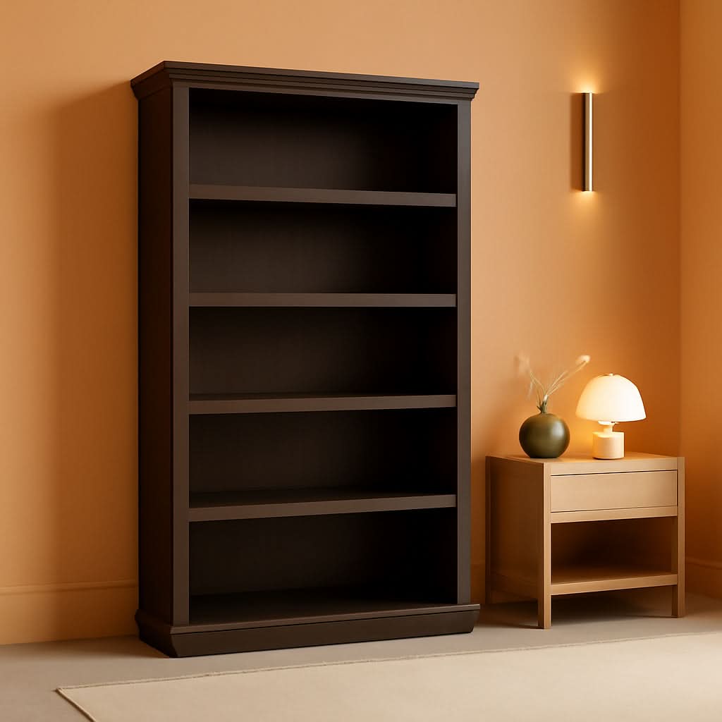 Five Shelf Bookcase Jamocha Wood With Adjustable Shelves-0