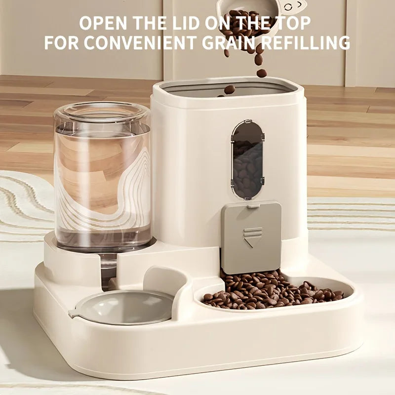 2 in 1 Automatic Pet Feeder with Water Dispenser Gravity Dog Cat Food Bowl
