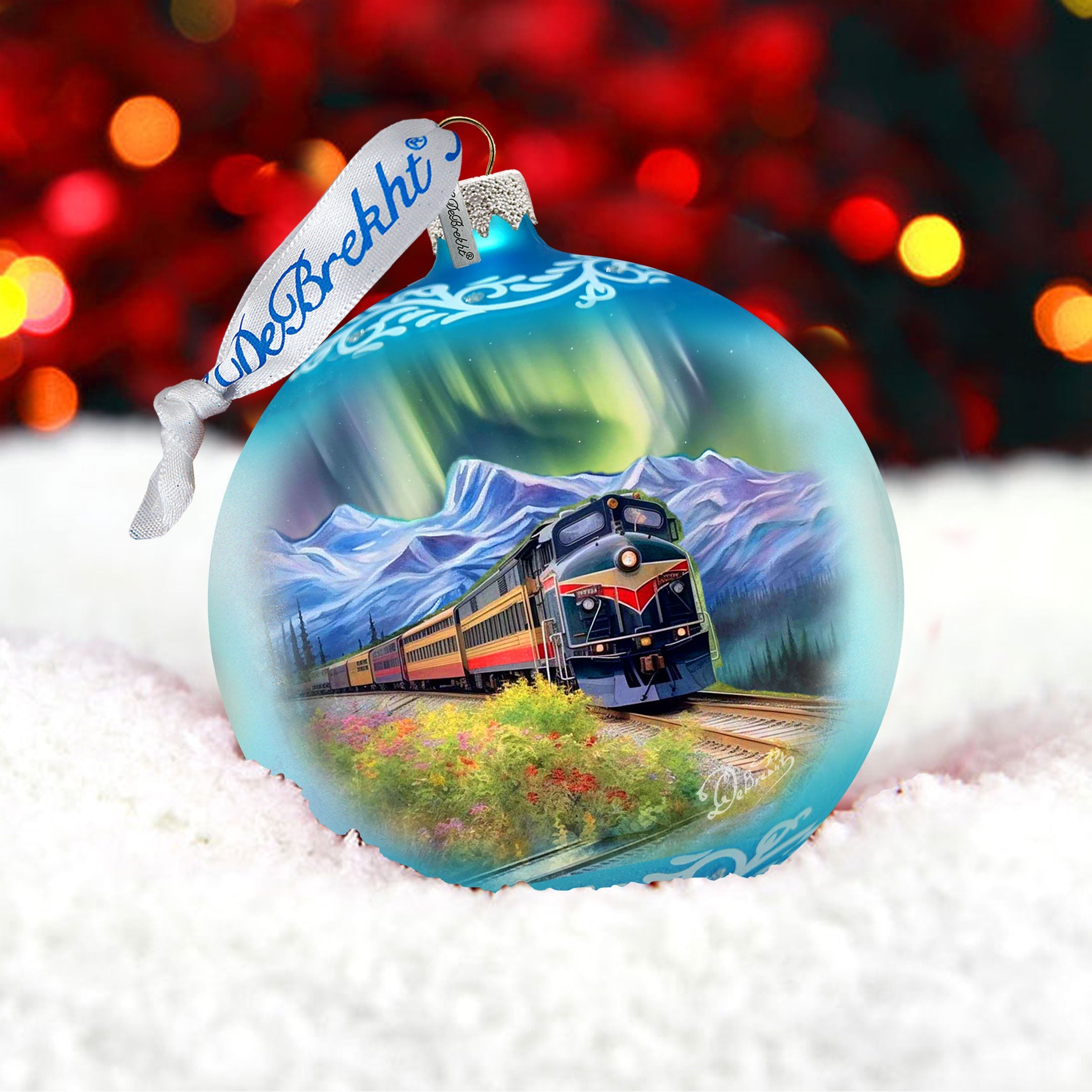Northern Lights Railroad Glass Ornament – Handcrafted Mercury Glass Holiday Decor by G. DeBrekht – Wildlife Holiday Decor - 73389-2