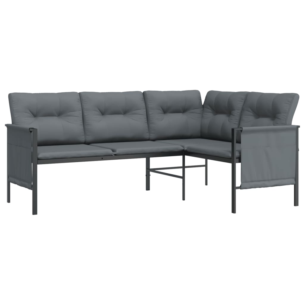 NNEVL 2 Piece Garden Dining Set Anthracite Steel-3