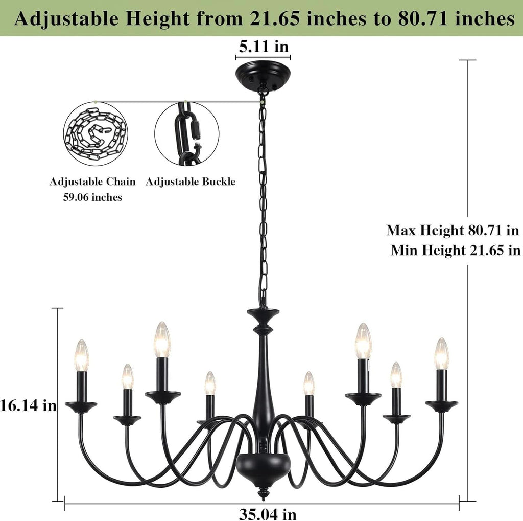 Eight Light Black Farmhouse Chandelier for Dining Room-4