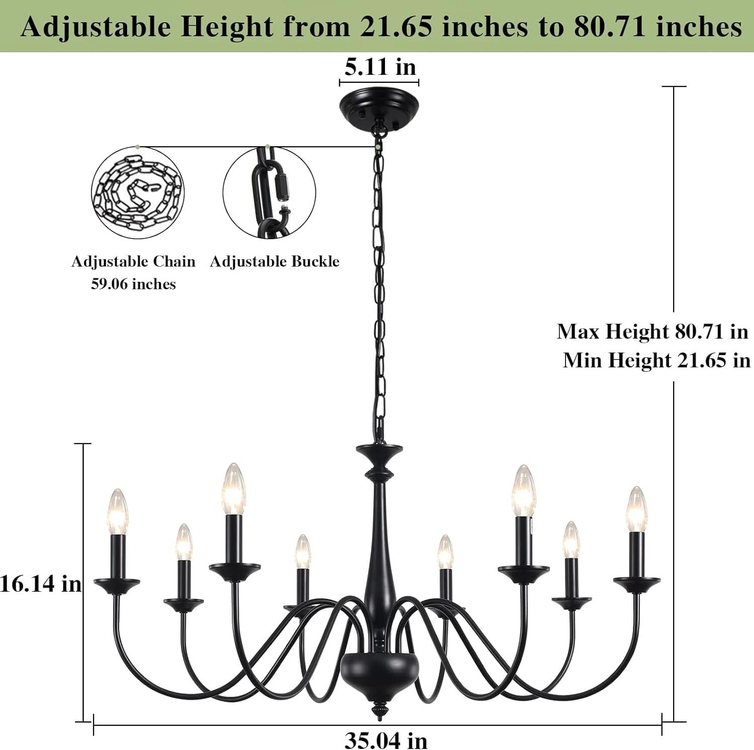 Eight Light Black Farmhouse Chandelier for Dining Room-4