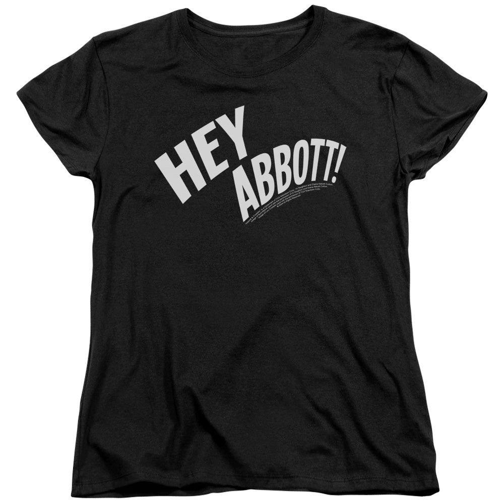 Abbott & Costello Hey Abbott Womens T Shirt Black Officially Licensed