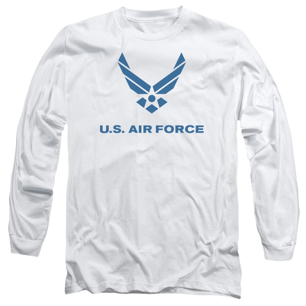 Air Force Distressed Logo Mens Long Sleeve Shirt White Officially Licensed