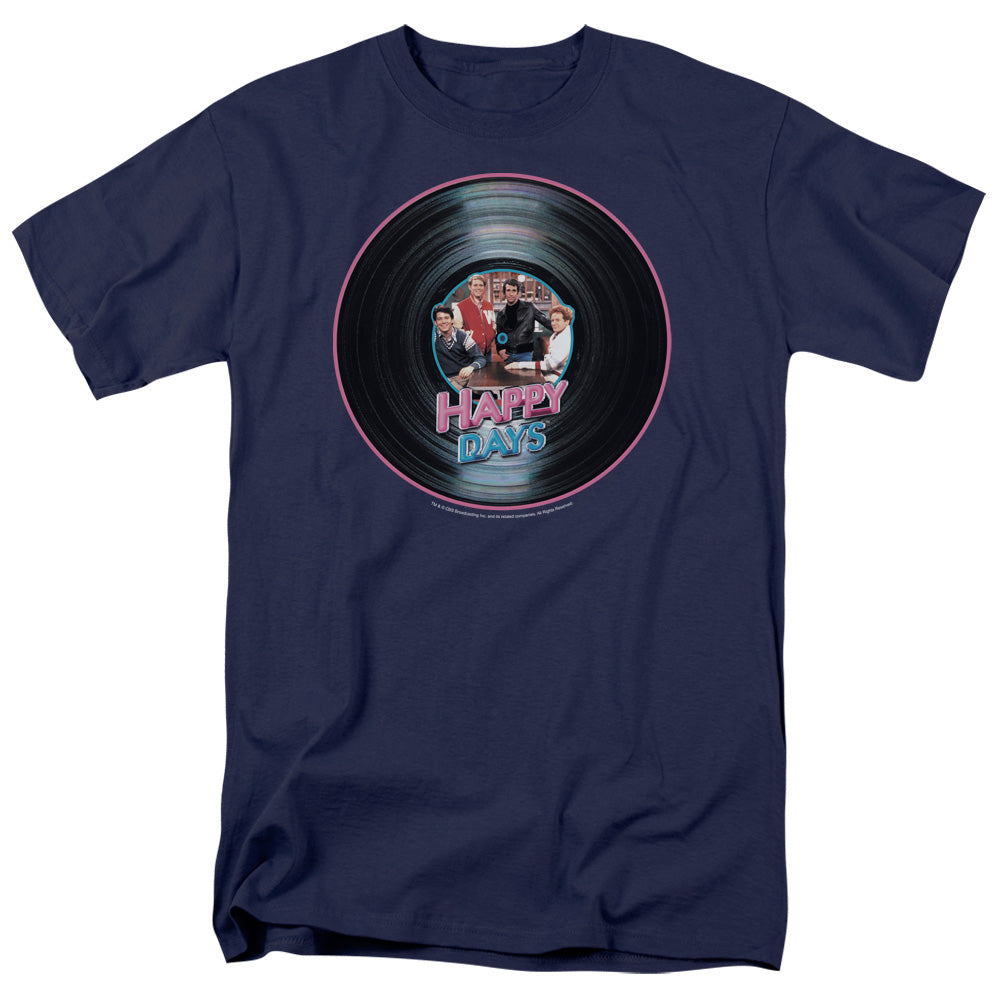 Happy Days On The Record Mens T Shirt Navy Officially Licensed