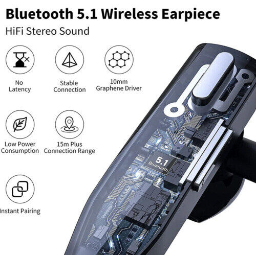 Bluetooth 5.1 Wireless Headset Noise Cancelling Hands Free Earphone