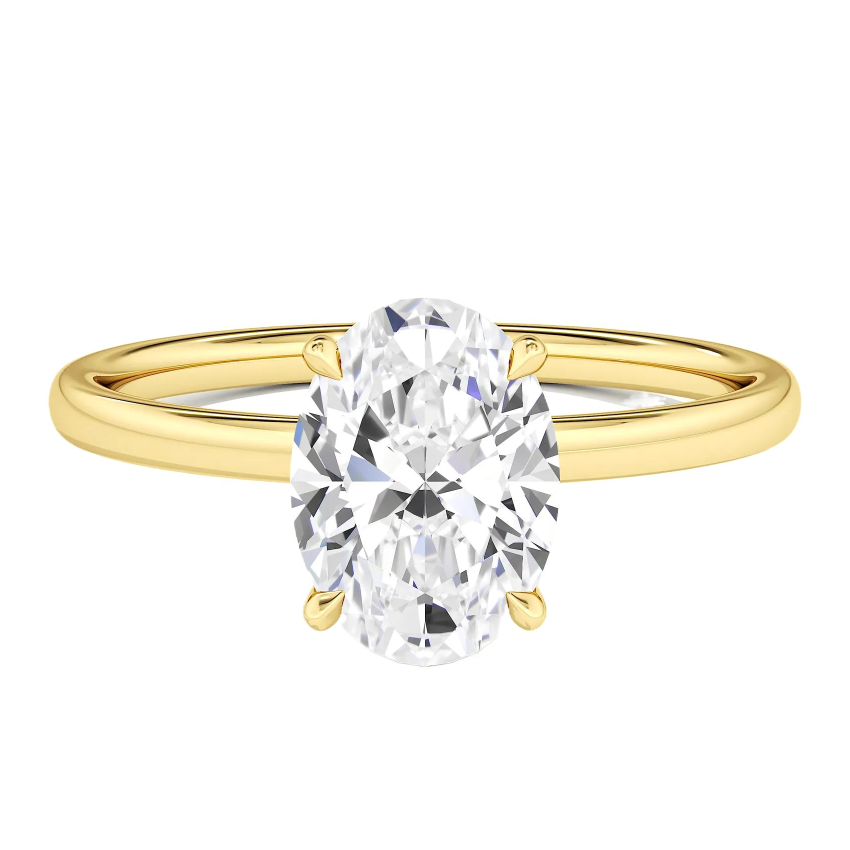 1.50 CTW Oval Cut Certified Moissanite Solitaire Ring in 14kt Yellow Gold Over Sterling Silver-0