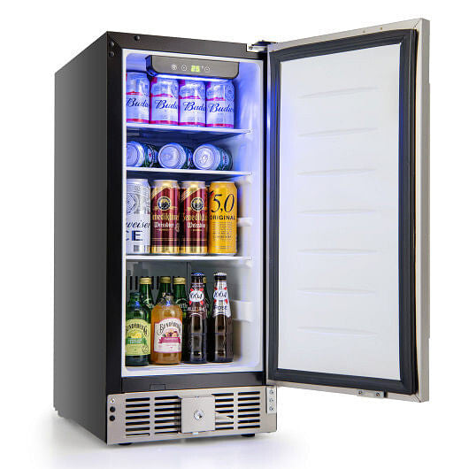 Compact Refrigerator with Adjustable Thermostat and Stainless Steel Door-Silver-0