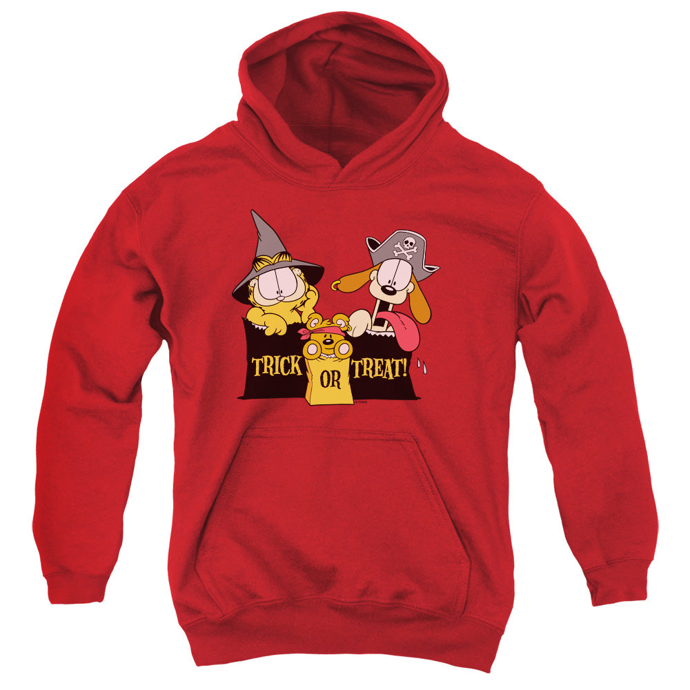 Garfield Trick or Treat Kids Youth Hoodie Red