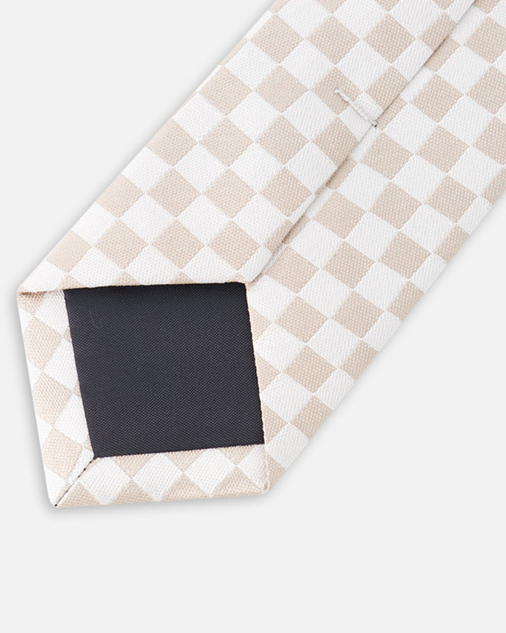 Neck Tie White And Sand Check-1