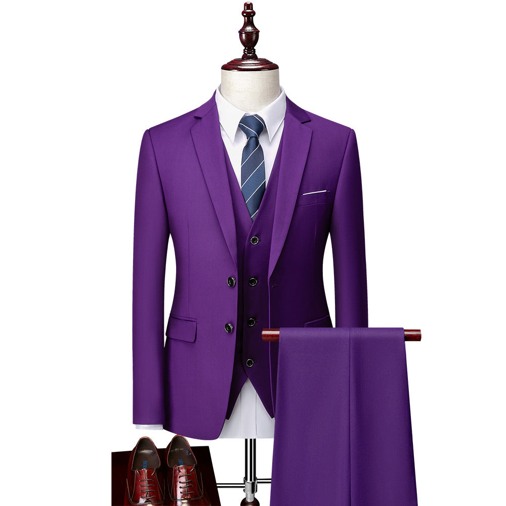 3 Piece Suit Jacket Pants & Vest Business Formal Men's-2