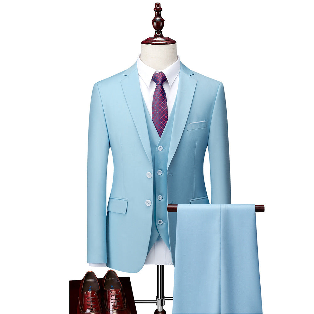 3 Piece Suit Jacket Pants & Vest Business Formal Men's-5