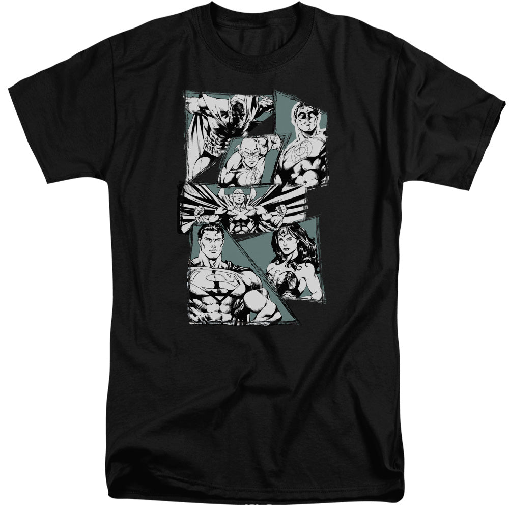 Justice League Of America A Mighty League Mens Tall T Shirt Black Officially Licensed
