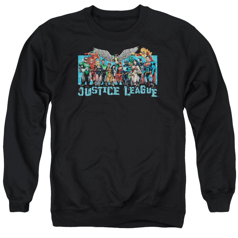 Justice League Of America League Lineup Mens Crewneck Sweatshirt Black Officially Licensed