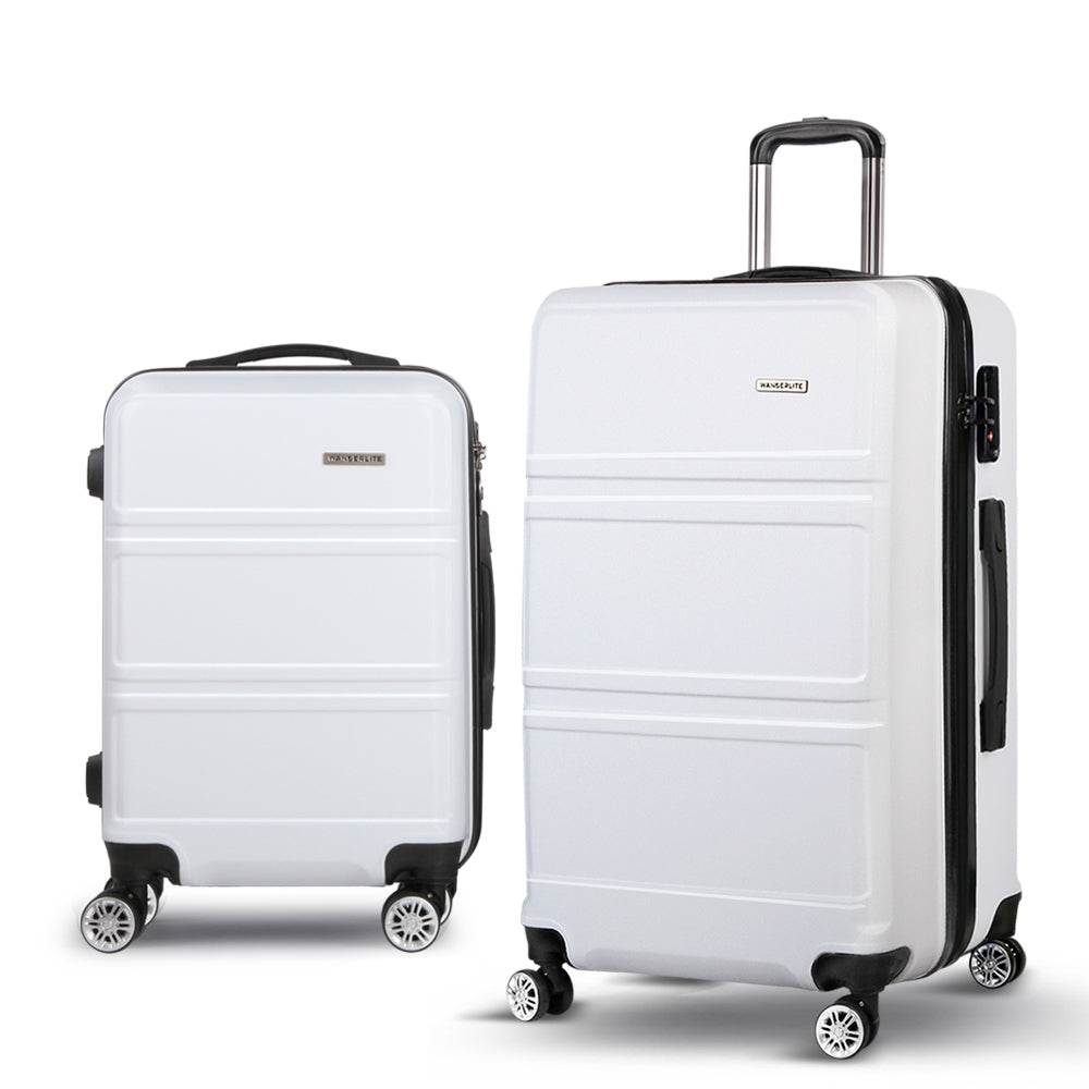 NNEDSZ 2 Piece Lightweight Hard Suit Case Luggage White-0