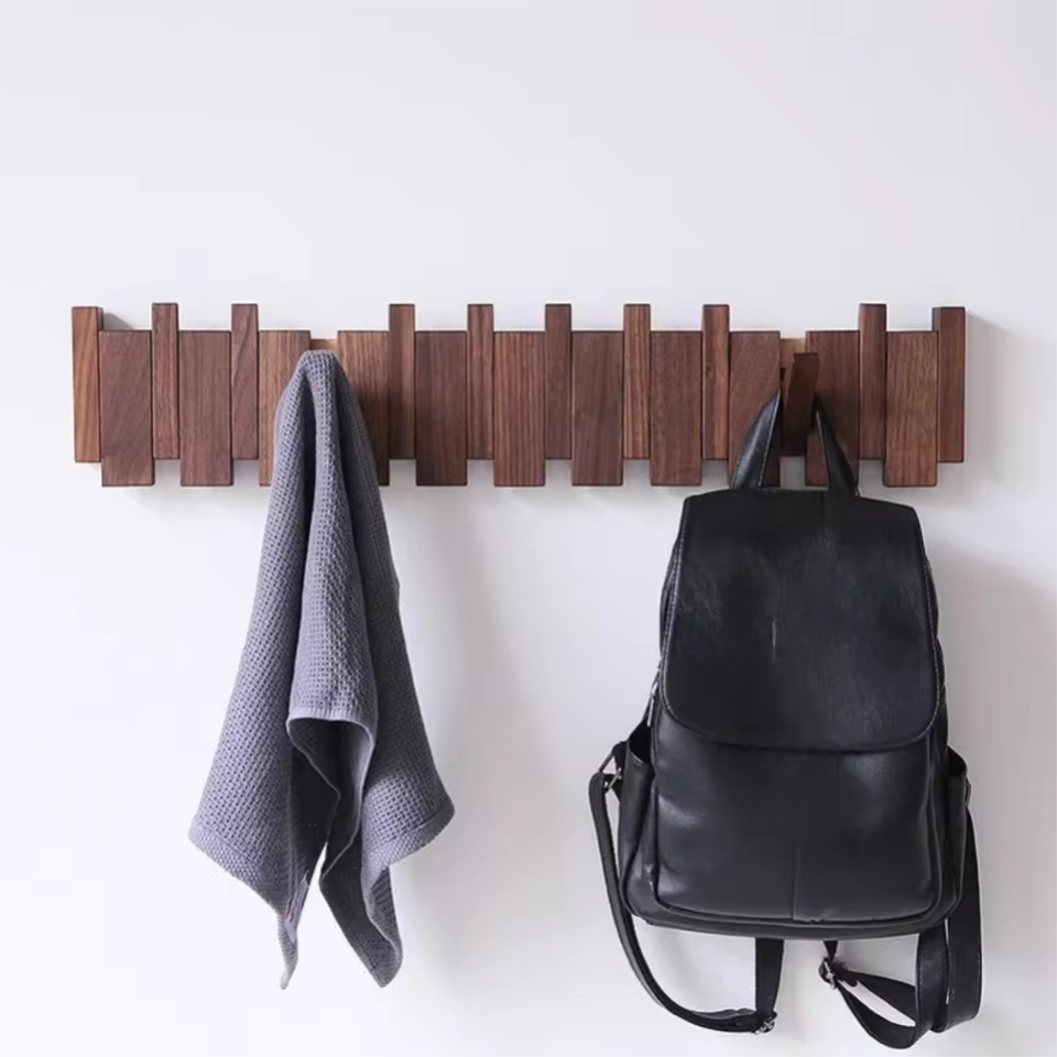 Wooden Piano Coat Rack Wall Mounted Solid Wood Hooks 4 6 8 Hook Organizer