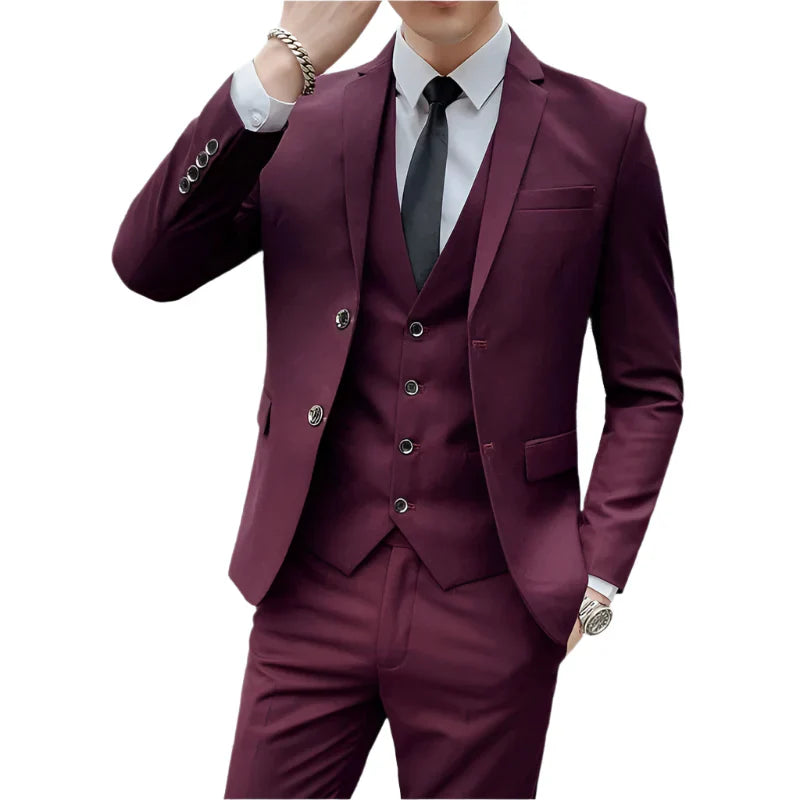 NNEOBA Mens Business Suit Set Blazer (Red)-0