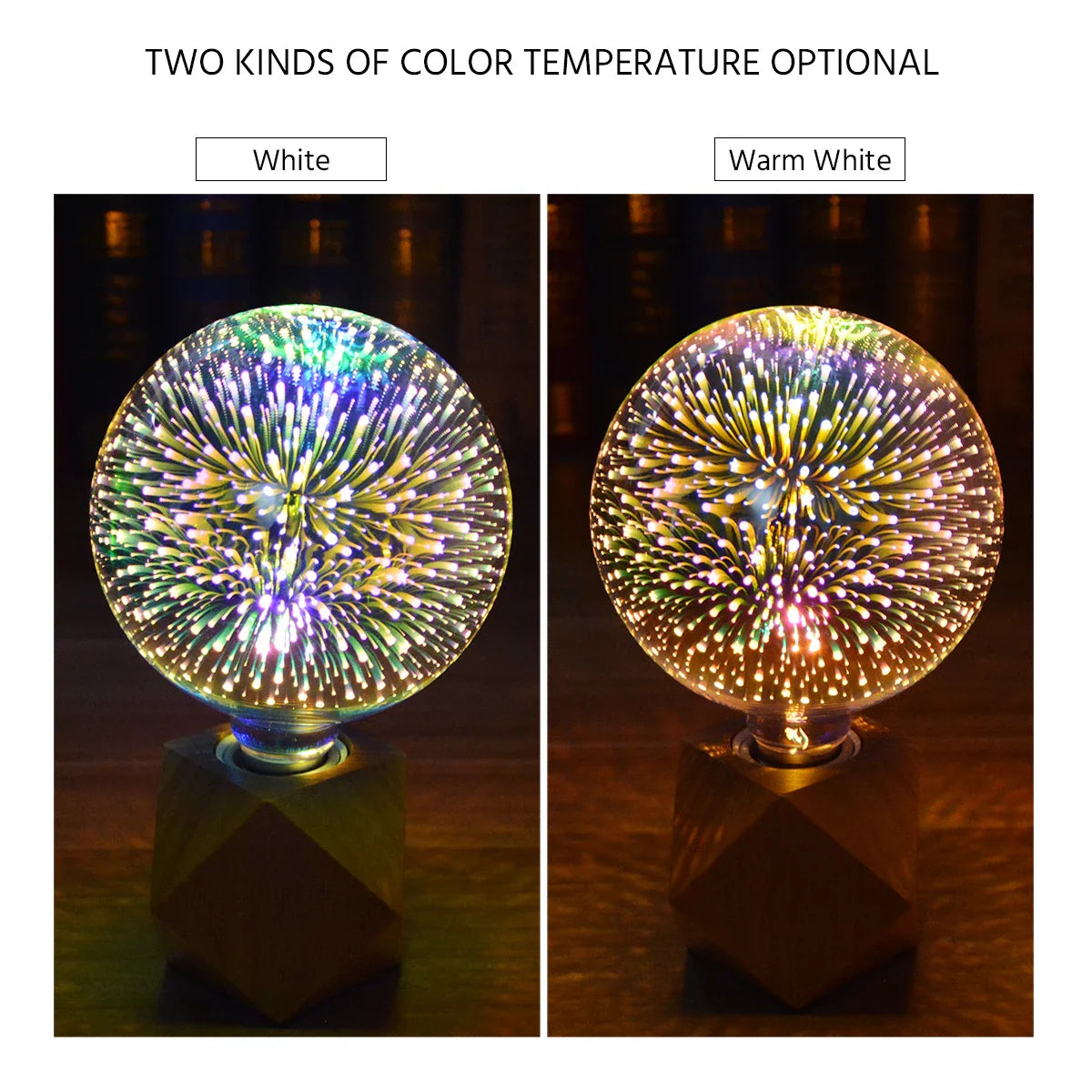 3D Fireworks LED Bulb E27 Vintage Retro Colorful Decorative Light ST64