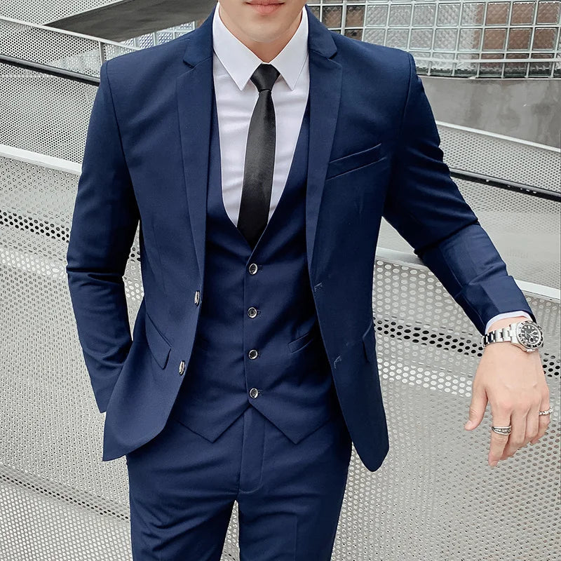 NNEOBA Mens Business Suit Set Blazer (Blue)-1