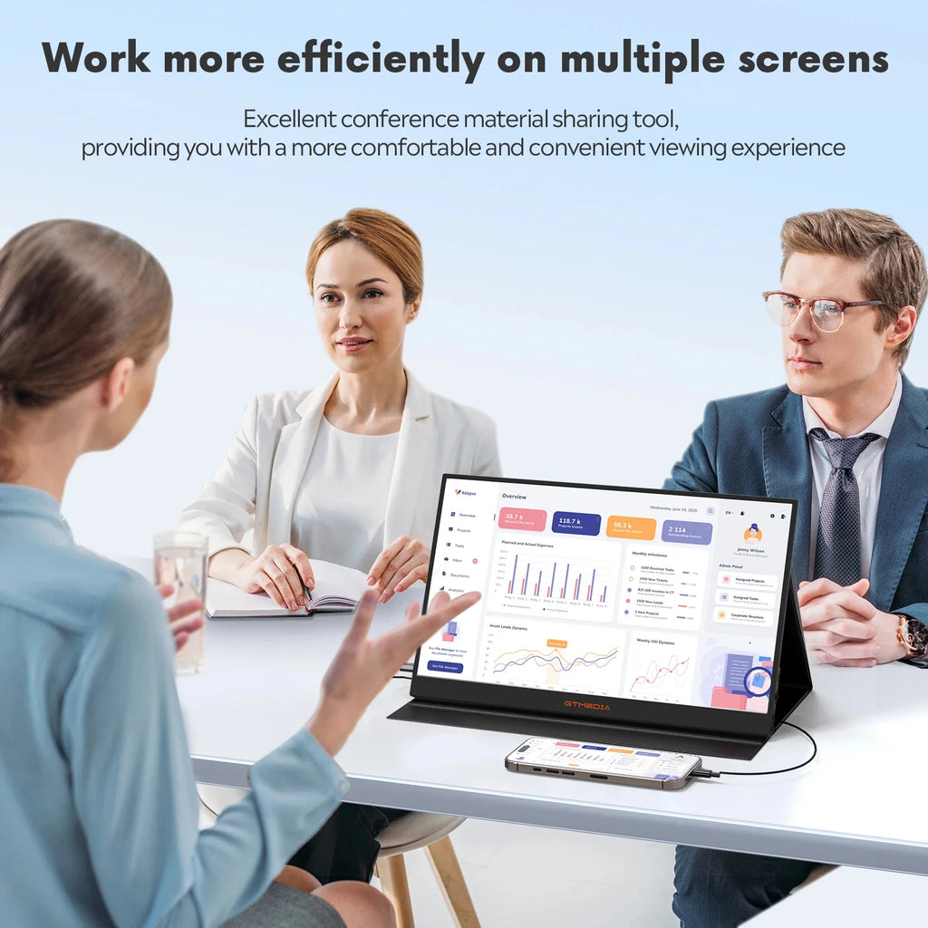 15.6" Portable Monitor GTMEDIA S15 FHD USB-C HDMI Laptop PC Gaming Second Screen