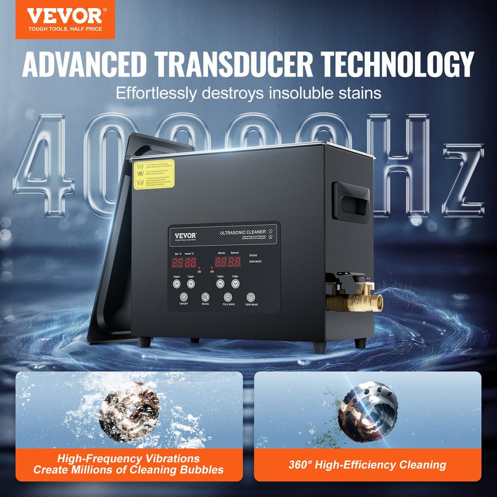 VEVOR 6L Ultra Sonic Cleaner, 180W Digital Ultrasonic Cleaning Machine with Gentle Mode & Upgraded Degassing, 40kHz Industrial Ultrasound Cleaner with Heater & Timer for Retainer, Jewelry, Tools-1