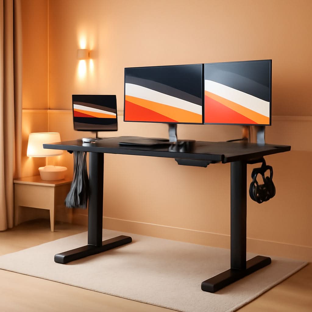 Electric Standing Desk 48x24 Inch Adjustable Height 4 Memory Settings Black-0