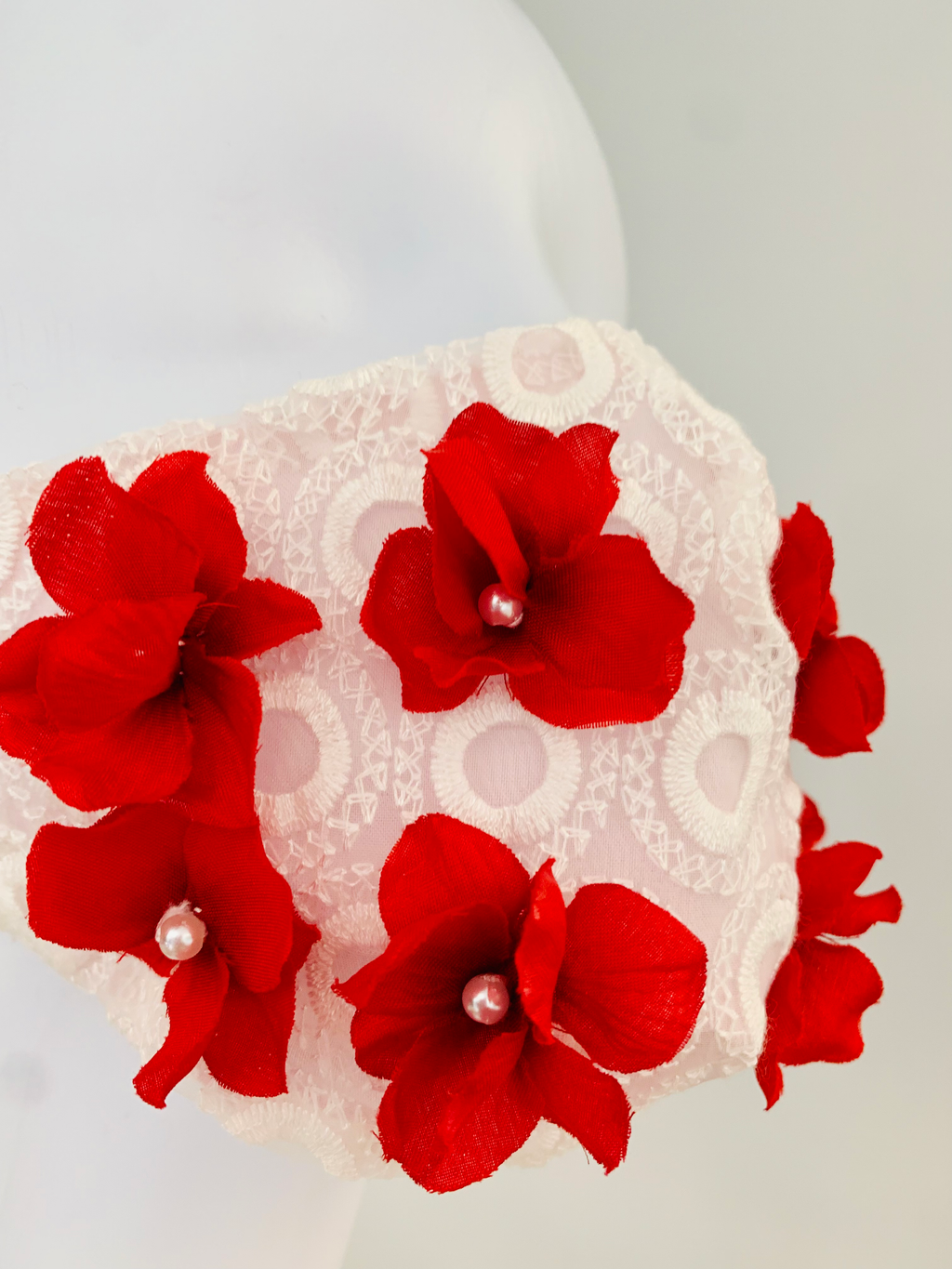 Mask with burgundy flowers-2