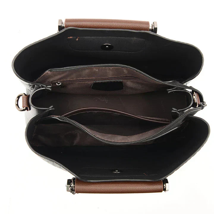 Amara Genuine Leather Handbag for Women 3 Compartment Shoulder Bag