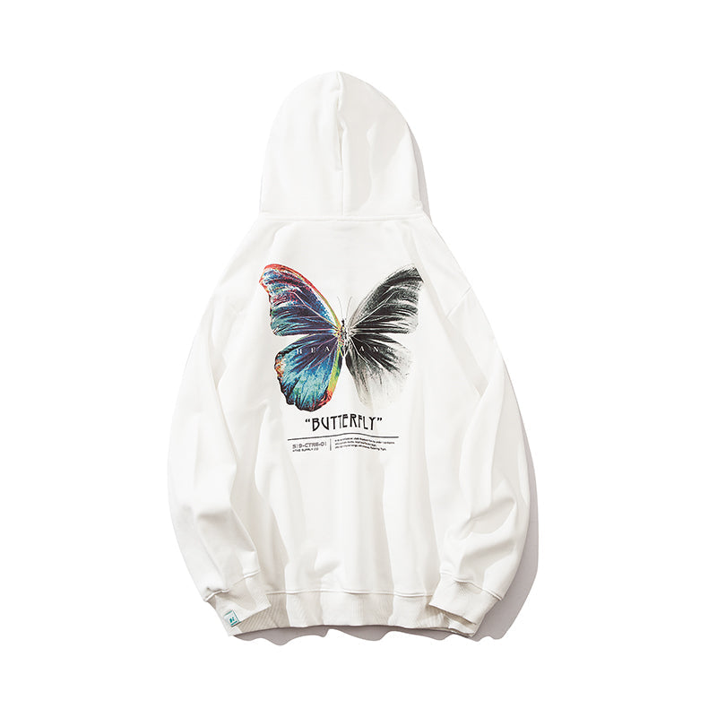 Hip Hop Butterfly Hoodie Sweatshirt Men Harajuku Streetwear Hooded Pullover Cotton Autumn Loose Hoodie Black Clothes-0
