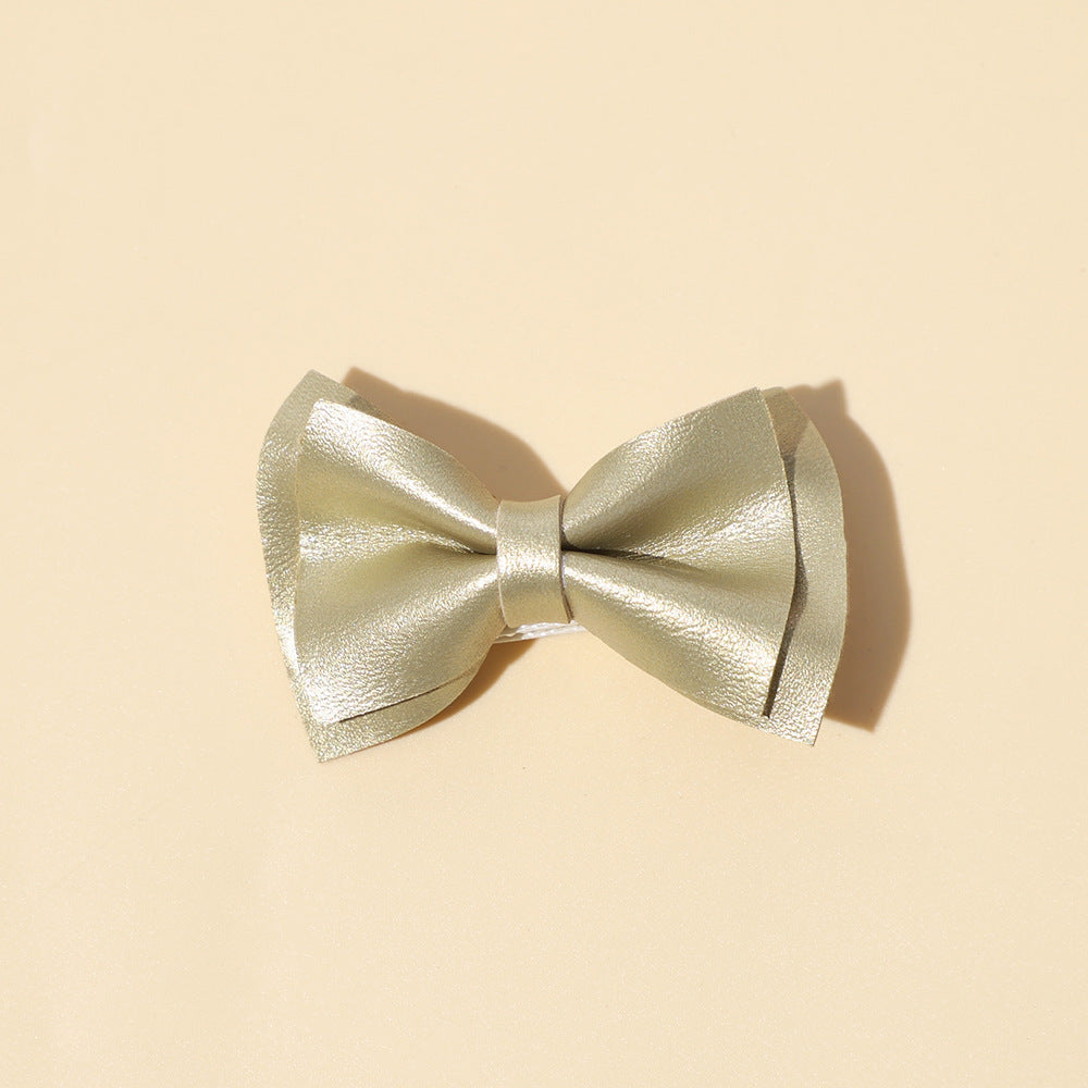 Girls Plain Solid Color Bow Tie Hair Clips Handmade Cloth Accessory-5