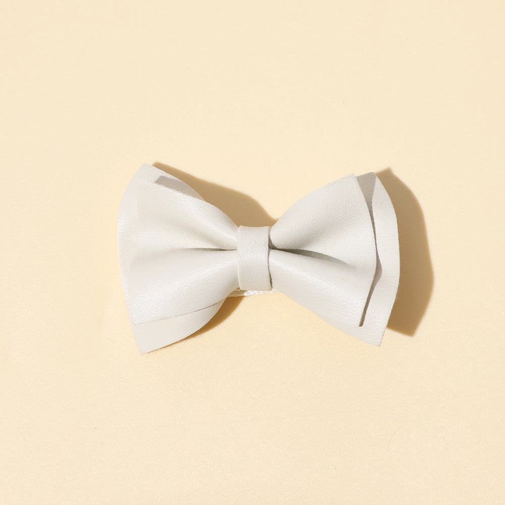 Girls Plain Solid Color Bow Tie Hair Clips Handmade Cloth Accessory-7