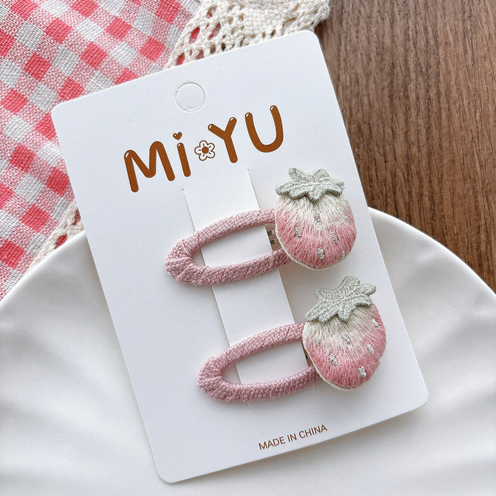 MyKids-USA® Collection of 2 Fruits Pattern Decorated Hair Clips and Hair Ties-4