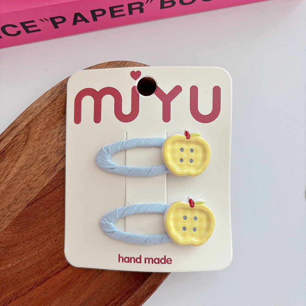 MyKids-USA® Collection of 2 Versatile Cute Cloth Design Fruits Decorated Hair Clips-4