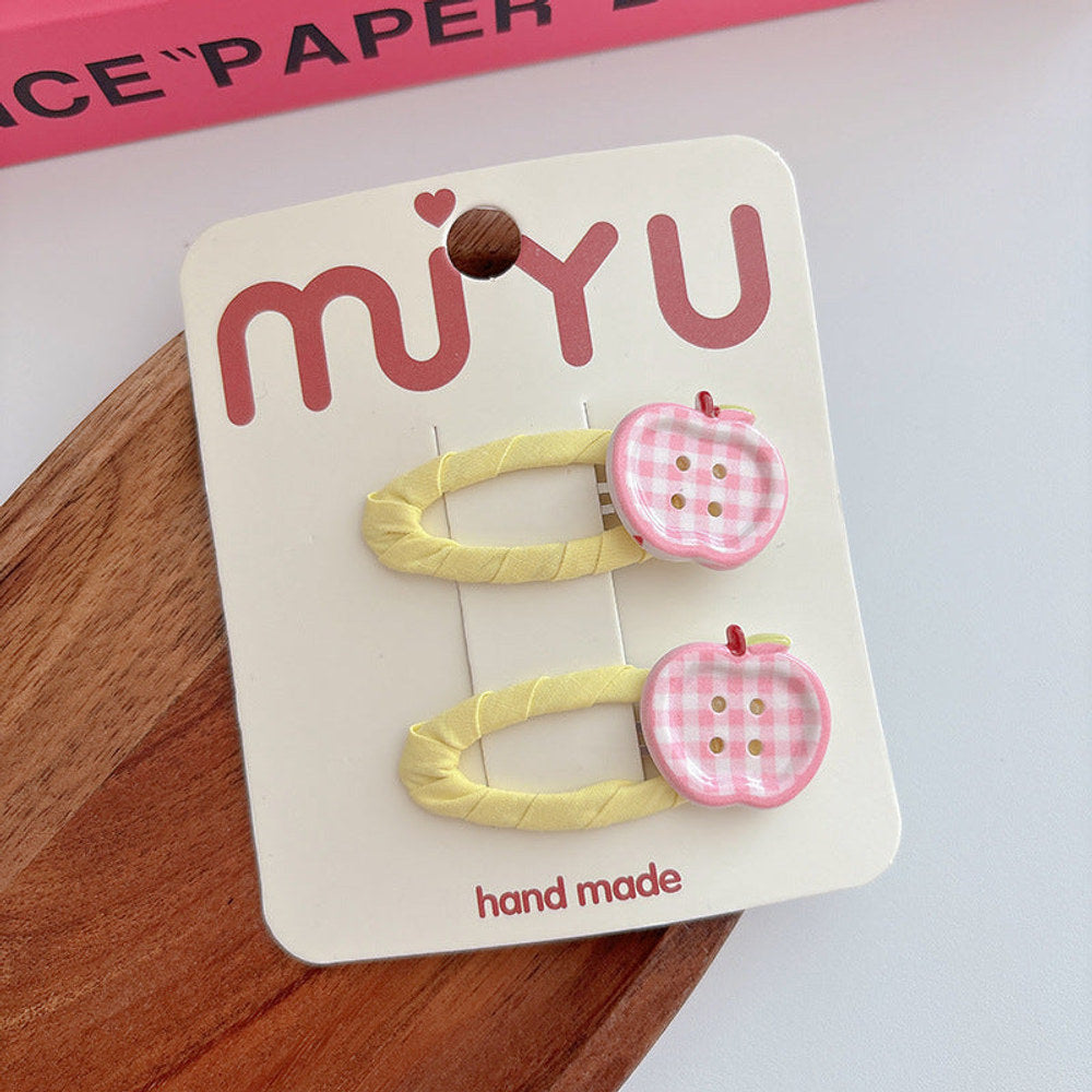 MyKids-USA® Collection of 2 Versatile Cute Cloth Design Fruits Decorated Hair Clips-2