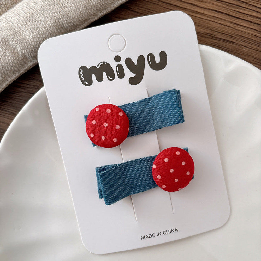 MyKids-USA® Collection of 2 Versatile Cute Color Patchwork Design Hair Clips-4