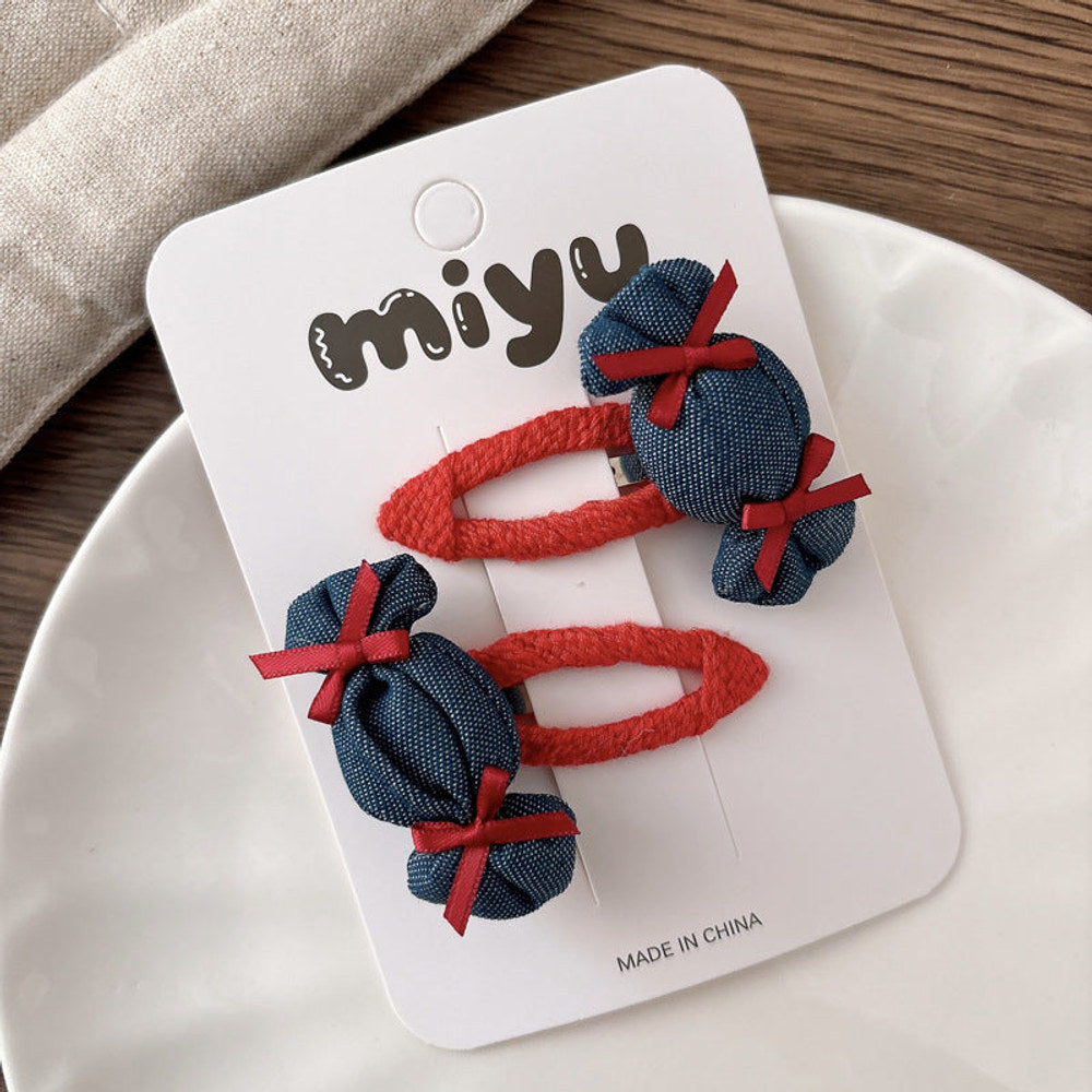 MyKids-USA® Collection of 2 Versatile Cute Color Patchwork Design Hair Clips-3
