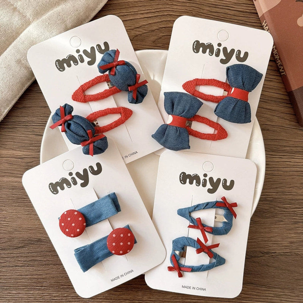 MyKids-USA® Collection of 2 Versatile Cute Color Patchwork Design Hair Clips-0