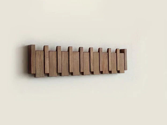 Wooden Piano Coat Rack Wall Mounted Solid Wood Hooks 4 6 8 Hook Organizer